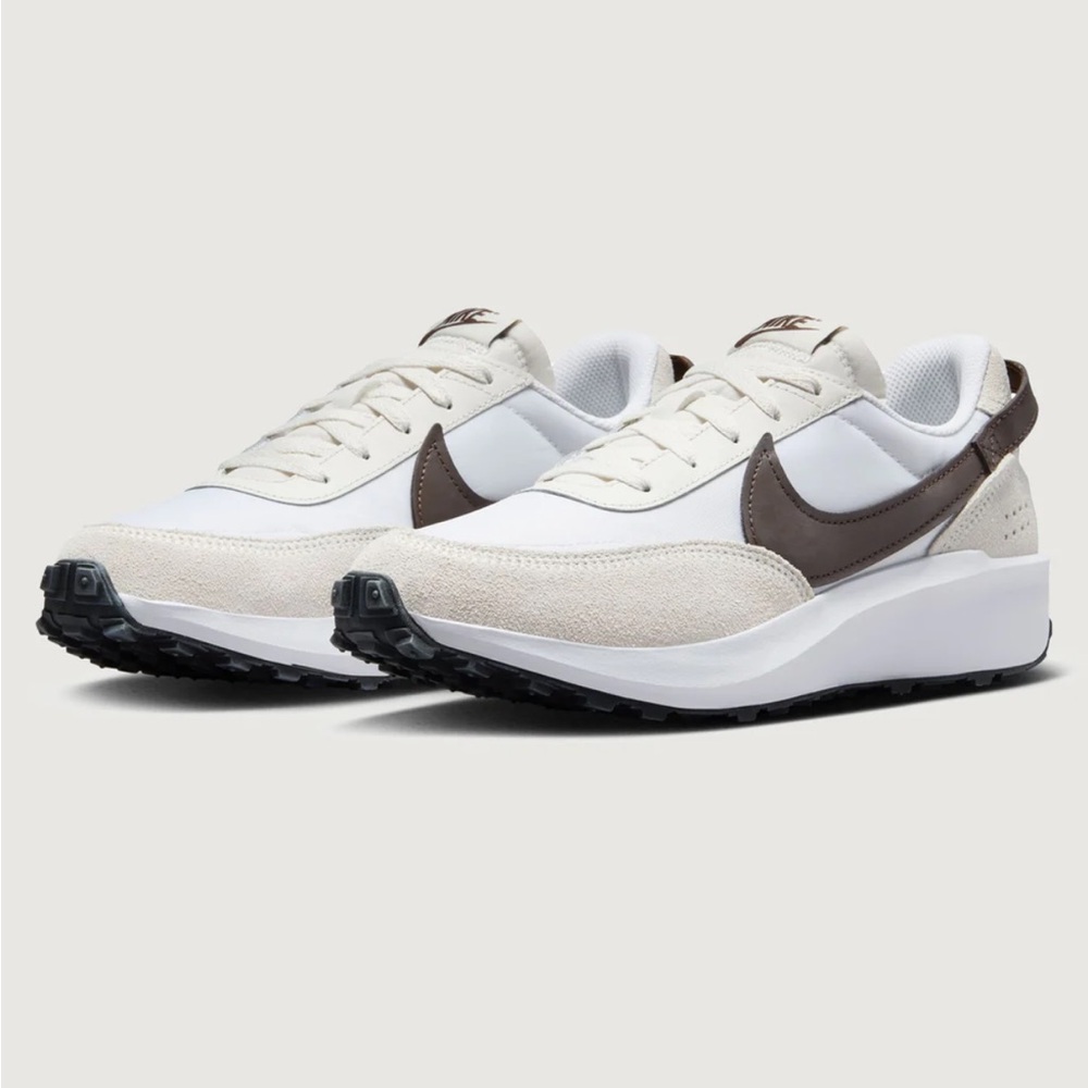 Nike Waffle Debut- White and Brown Sneakers, SZ 7.5
